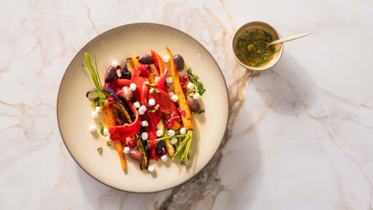 geroosterde groente met geitenkaas - 3840x2160px