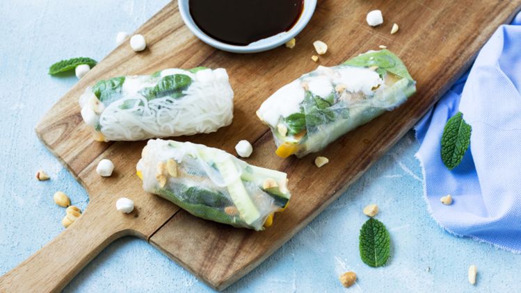 Springrolls met geitenkaas en frisse groenten