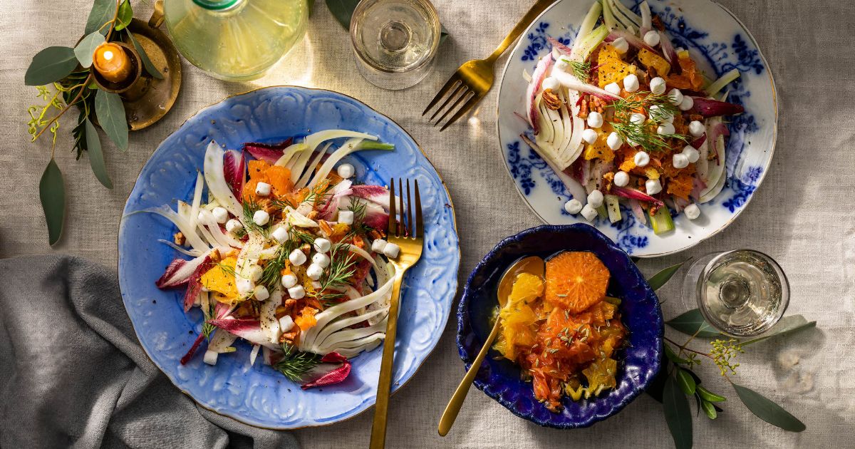 Winter goat cheese salad with stewed citrus fruit | Bettine
