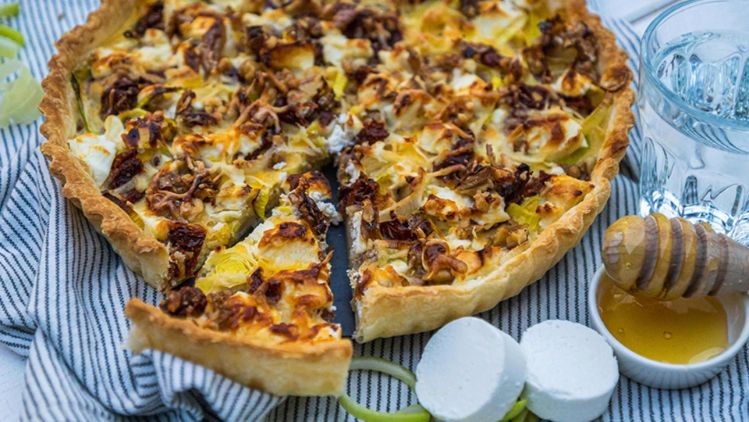 Geitenkaasquiche met prei